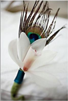 Peacock and Orchid Boutonniere, by welovebrides.com