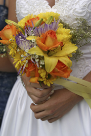 Purple And Yellow Wedding Bouquet
