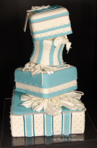 blue and white wedding cake