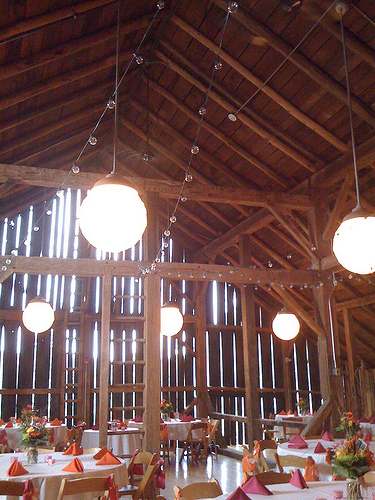 lights to decorate a barn wedding