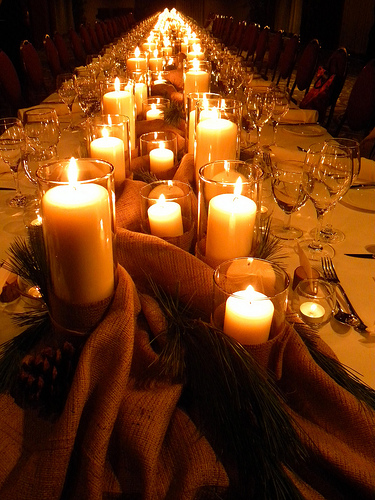 rustic candle wedding centerpiece