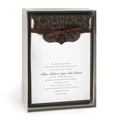 chocolate brown wedding invitation kit