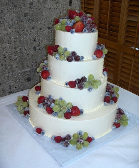 wedding cake decorated with fruit