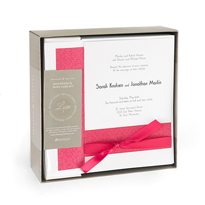 wedding invitation kit in fuschia