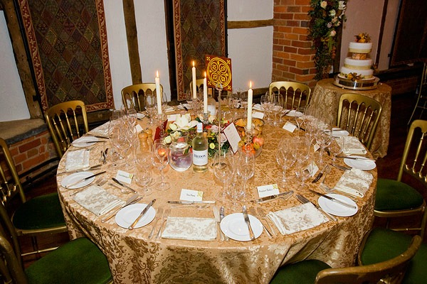 gold colored wedding table