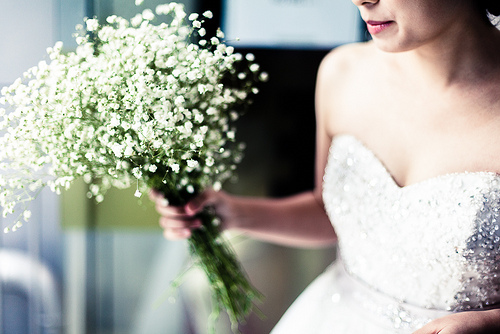 white gypsum wedding bouquet