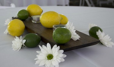 lemon and lime daisy fruit centerpiece