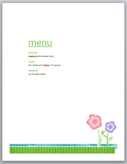free wedding menu templates
