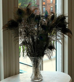 peacock feather tall centerpiece