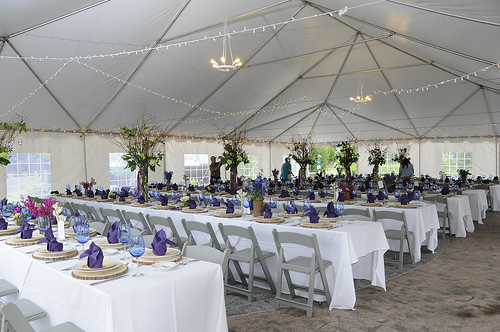 wedding decorated with fairy lights