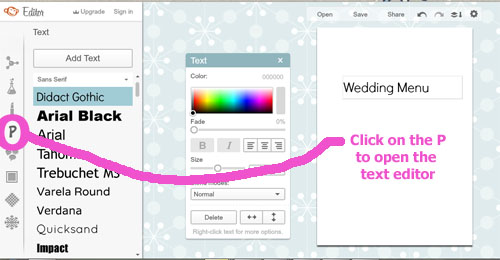 how to make your own wedding menu cards