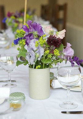 homemade tin can wedding vase