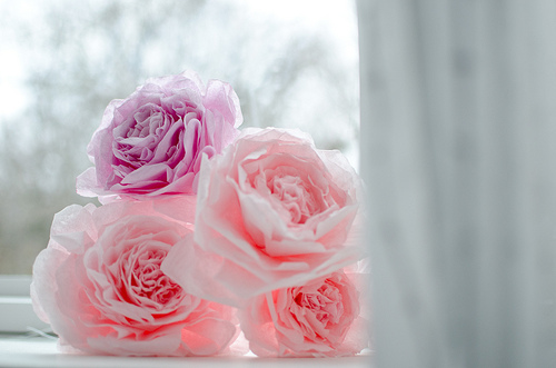 tissue paper pink wedding bouquet