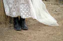 western boots and wedding dress