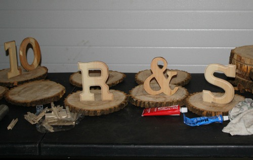 wood cookies for wedding centerpiece