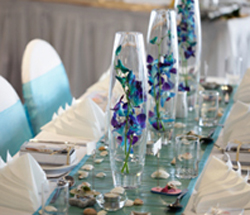 blue wedding reception tables