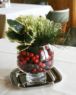 cranberries and holly fruit wedding centerpiece