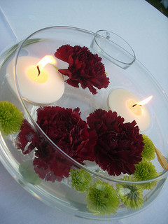 floating candle centerpiece with flowers