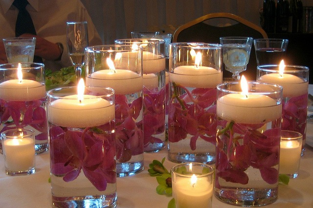 floating candle centerpiece with vases