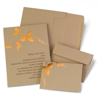 bronze leaf wedding invitation kit