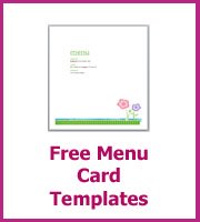 free wedding menu card templates