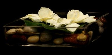 pebble and flower centerpiece